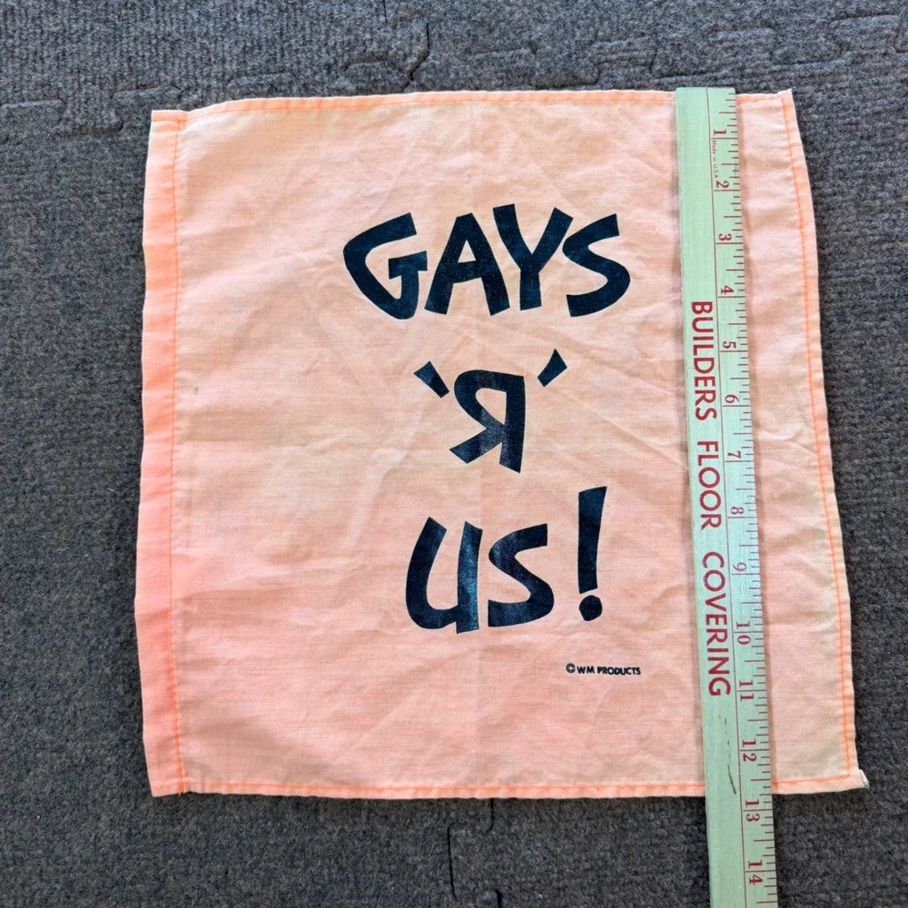 rare Vintage Gays R Us Bandana Orange LGBTQ Pride WM Products Made in USA ARM